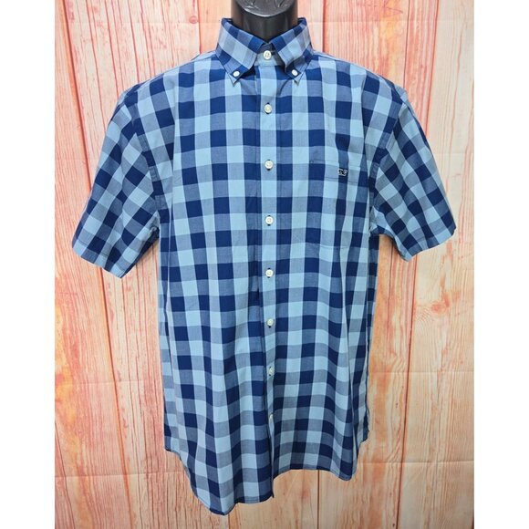 Vineyard Vines Mens Tucker Shirt Medium Blue Checkered 100% Cotton - Picture 1 of 7